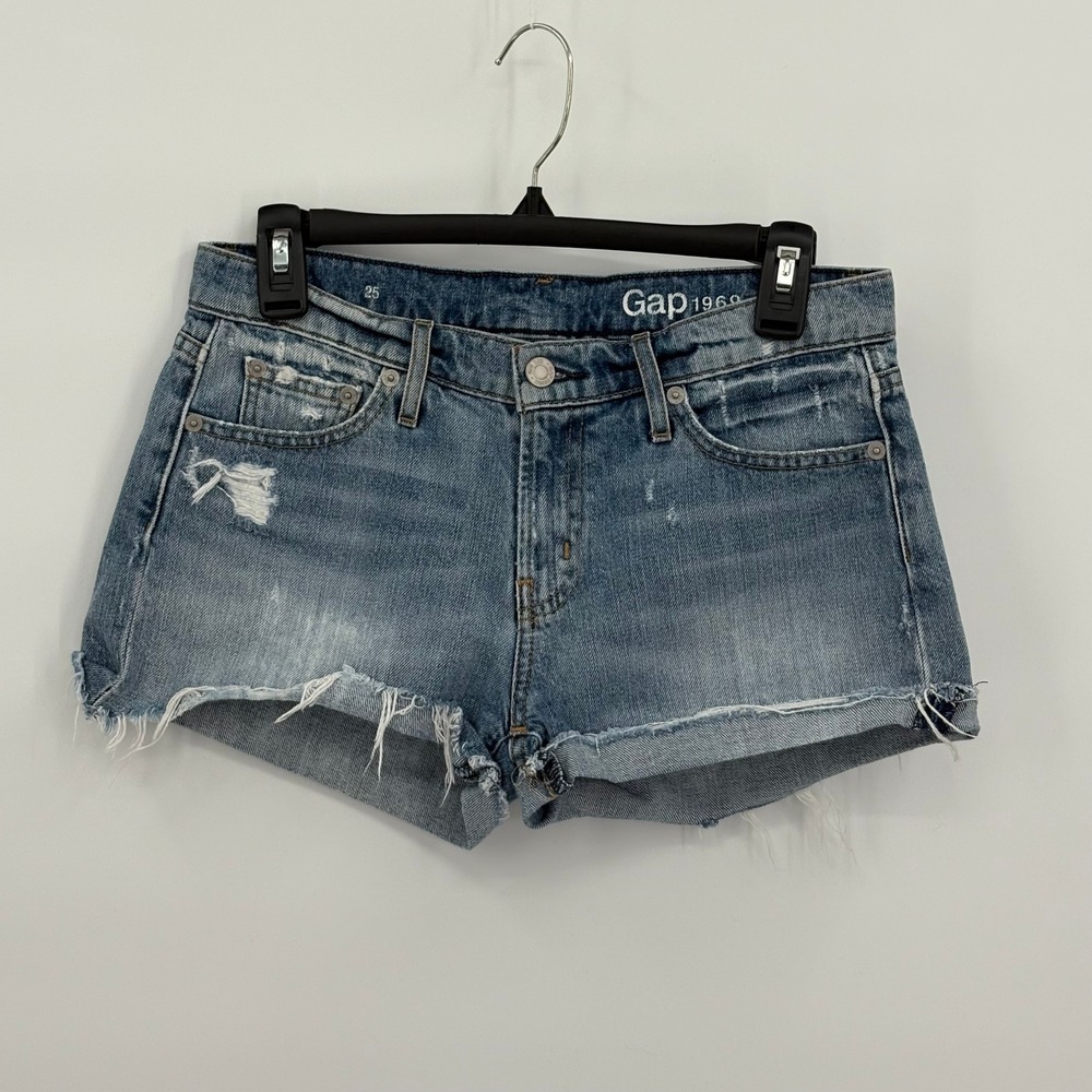 Gap 1969 Womens Distressed Denim Cutoff Shorts Shadow Sky Blue Size 25 715560-00